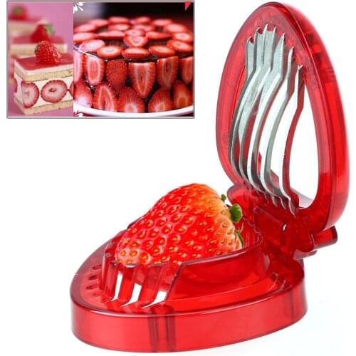 Strawberry Slicer Cake Cupcake Decoration Kitchen Gadgets Stainless Steel Blade Craft Salad Cutter Plastic Fruit Carving Tools