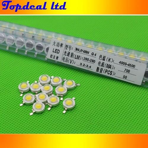 100pcs 3W High Power LED Neutral White 4000-4500K LED Emitter for light diy
