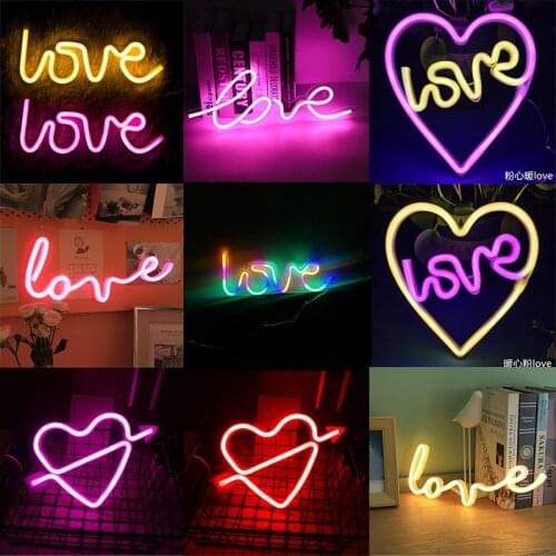 LED Neon Light Signs Lamp LOVE HEART Figure Shape Lamp Home Decor Creative Holiday Wedding Party Store Night Lamp Gift