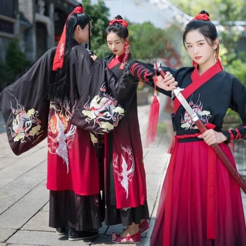 Embroidery Hanfu Traditional Dance Costumes Women Men Folk Festival Outfit Crane Fairy Dress Rave Performance Clothing DC3457