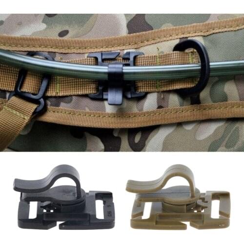 Outdoor Hydration Pack Water Bladder Drinking Tube MOLLE Webbing Clip Holder Plastic Dia. 8-10 mm