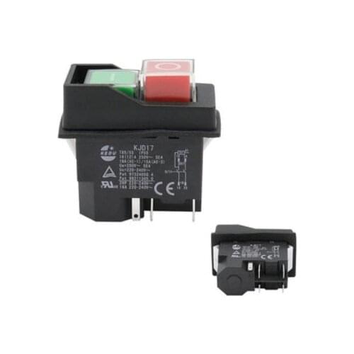 AC250V 16A Waterproof Electromagnetic Push Button Switch 4/5Pins KJD17 220-240V Coil Magnetic Starter Power Tool Safety Switches
