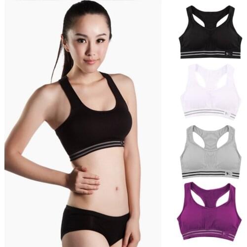 Hot Summer Style Women Cotton Stretch Athletic Vest Gym Fitness Sports Bra no rims Full Cup padded bras colorful plus size tops