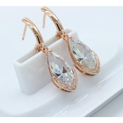 2019 new water drop long style zircon earrings European and American women fashion earrings simple personality anti-allergy