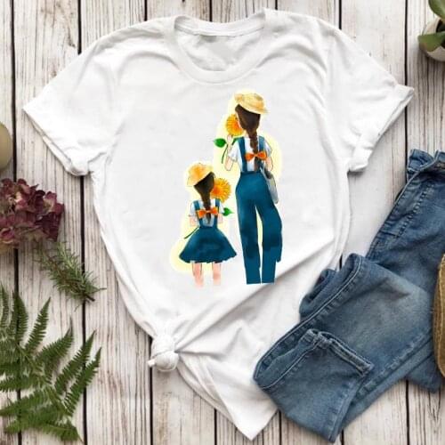 Women T-shirts Love Girl Flower Cute Sweet Mom Mother Mama Cartoon Top Lady Tshirt Female Ladies Print Graphic Tee T-Shirt
