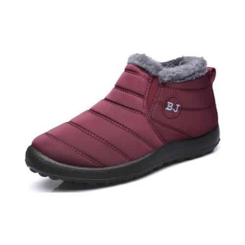 New women Winter Shoes Solid Color Snow Boots Plush Inside Antiskid Bottom Keep Warm Waterproof Ski Boots Size 35-43