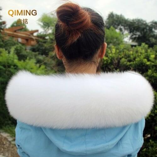 Winter Fox Fur Collar Hat Strip Fur Jacket Fur Collar Raccoon Real Fur Scarf Women Luxury White Shawl Scarfs Scarves For Ladies