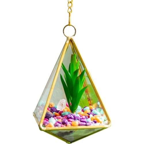 Gold Wall Hanging Geometric Terrarium Indoor Opening Polyhedron Tabletop Window Sill Balcony Plant Holder Pot Container