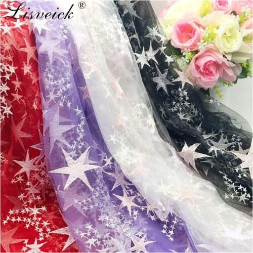 1meter 135cm Traditional Wedding Lace Fabric Stars Lace Embroidery Tulle Mesh Fabric diy dress clothing fabric