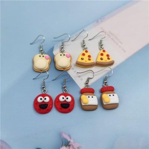 1Pair Korea Cute Sandwich Tooth Drop Earrings For Women Girl Korea Funny Unique Canned Earings Jewelry Christmas Gift EC508