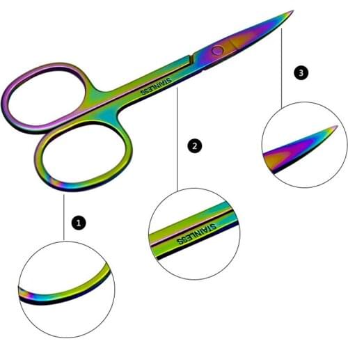 1PC Colorful Stainless Steel Eyebrow Scissor Trimming Skin Tool Nail Beauty Hair Makeup Scissor Remover Dead Makeup