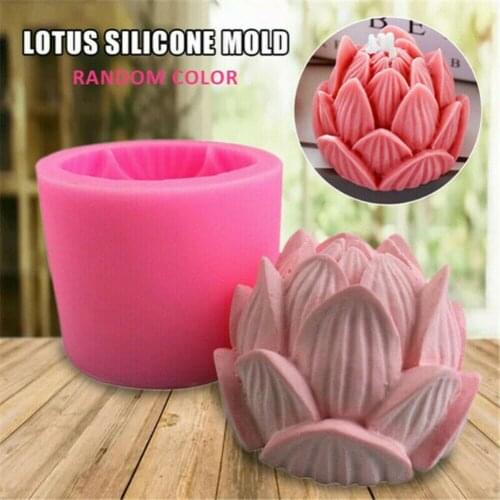 1pcs New DIY Candles Mould Soy Wax Candle Mold Silicone Mold Hand-Made Eco-friendly Easy to Demould Lotus Shape 3D Silicone Mold