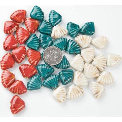 10 PCS 23x18mm Shell Ceramic Beads Diy Loose Bead Handmade Porcelain 2mm Hole Beads For Jewelry Making