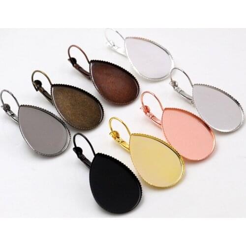18x25mm 10x14mm 13x18mm 10pcs 8 Colors plated French Lever Back Earrings Blank/Base,Fit Drop glass cabochons;Earring bezels