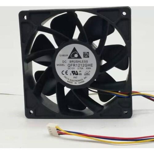 Delta Electronics QFR1212GHE XWH DC 12V 2.70A 120x120x38mm 4-Wire Server Cooling Fan