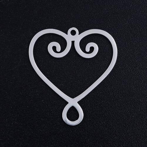 5pcs/lot Beautiful Heart Stainless Steel DIY Jewelry Connector Charms Wholesale Jewellery Supplies Factory Store