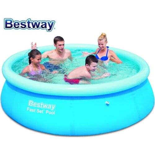 57265 Bestway 8'x26"/2.44mx66cm FAST SET POOL REENGINEED with Water Cleaner Drain Valve Top-ring Inflate Pool EASY TO ASSEMBLE