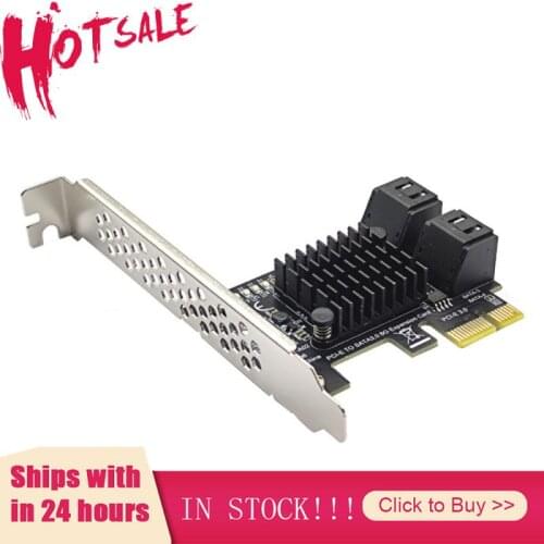 Chi A Mining SATA PCI-E Adapter 4 Port SATA 3.0 To PCIe X1 GEN3 Expansion Card SATA 3 III PCI-e PCI Express Card ASMedia ASM1064