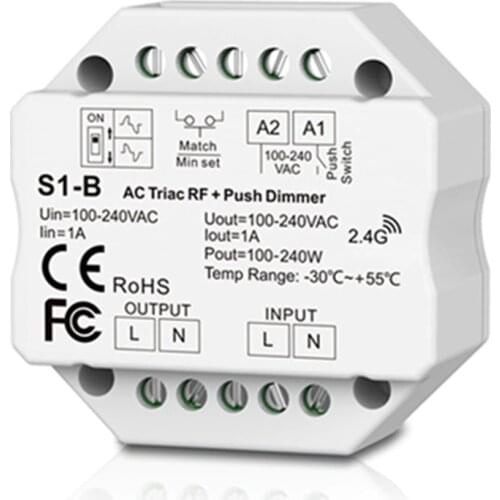 Fast 20pcs S1-B AC110v 220V 240V AC Triac RF Dimmer Output 100-240VAC 1A 240W Push Dimmer Switch