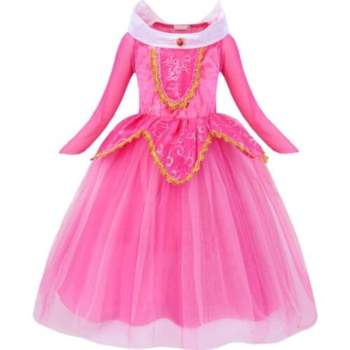 Girls Halloween Type Of Aurora Princess Dress Cosplay Anime Sleeping Beauty Childrens School Show Perform Party Cloth 4-12Years