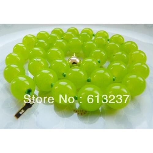 Hot free Shipping new 2014 Fashion Style diy NEW Cute 10mm Peridot beads necklace 18 " MY5231