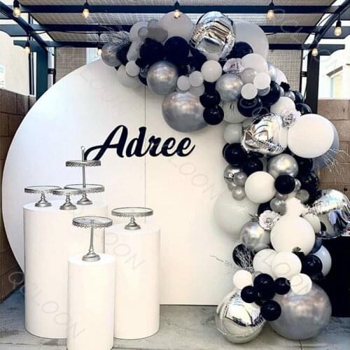 Hot Sale 144 Pcs Silver 4D Latex Bliack Balloon Chain Combo Set Birthday Party Wedding Decorations Morandi Color