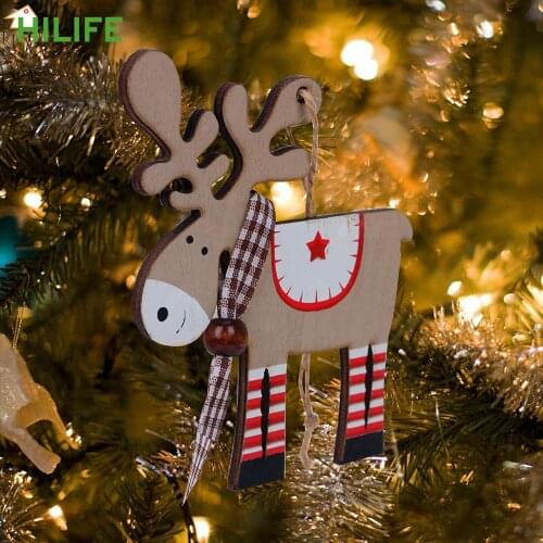 HILIFE Hanging Ornaments for Home Christmas Tree Christmas Decoration Wooden Elk Pendant Mini Rudolf Hanging Decor Ornament
