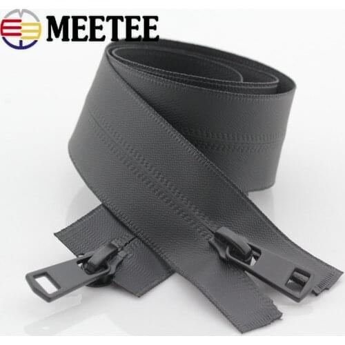 Meetee 2pcs 20-150cm 5# Nylon Invisible Waterproof Zipper Double Head Open-End Zip DIY Outdoor Jacket Garment Sewing Accessories