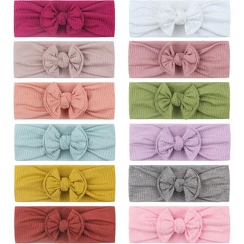 Fashion Baby Nylon Bow Headband Newborn Bowknot Round Ball Headwrap Flower Turban Girls Kids Hair Bands Gift