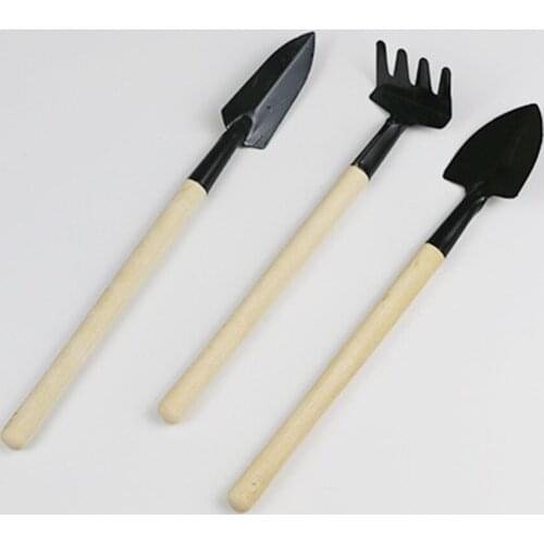 3pcs Set Shovel Rake Spade Wood Handle Metal Head Kids Tool Mini Garden Tools B1