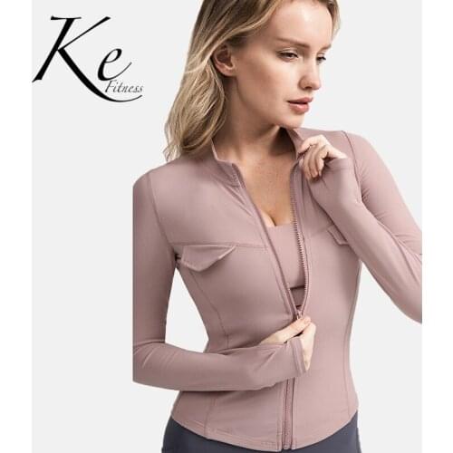 Ke new sports jacket women tight-fitting sexy workout clothes for autumn and winter slim long-sleeved quick-drying yoga clothes