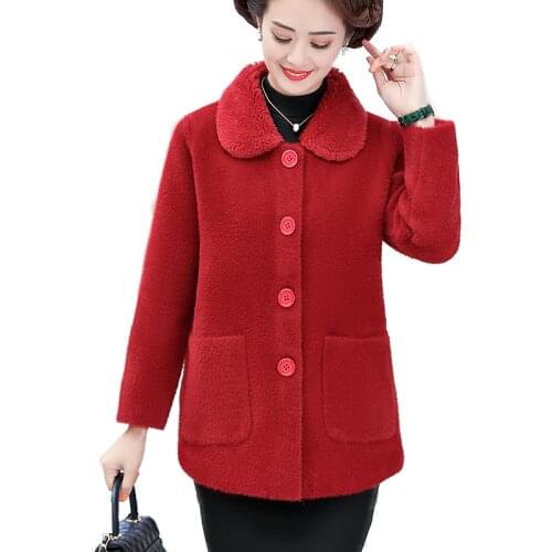 Autumn Winter Women' Coat Middle-aged Elderly Fashion Jacket New style Overcoat Casual tops Outwear Womens Mink Fleece Top A57