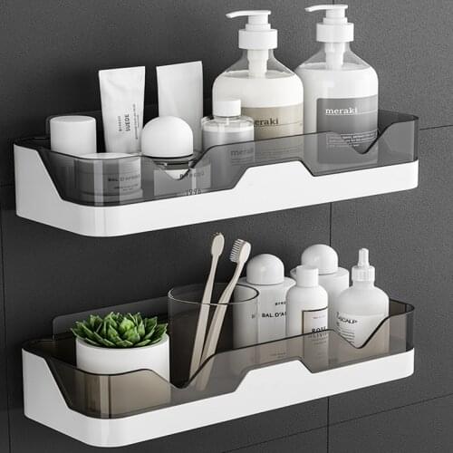 Bathroom Shelf Waterproof Wall-Mounted Plastic Storage Shelf Shower Organizer Rack Home Kitchen And Bathroom Storage Holder