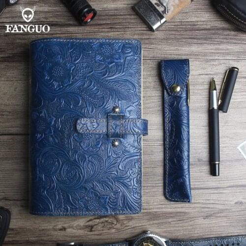 Portable Cowhide Travel Journal Business Genuine Leather Notebook With Loose Page Writing School Note Book For Men Women Student