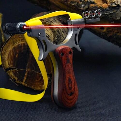 Professional Catapult High Quality Stainless Steel Slingshot with Laser Aiming Outdoor Sports Hunting Flat Leather Slingshot
