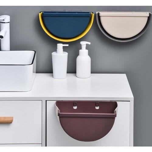 Foldable Waste Bin Creative Trash Container Portable Garbage Cans Self-adhesive Trash Can Kitchen Home Wall-mounted Storage Bin