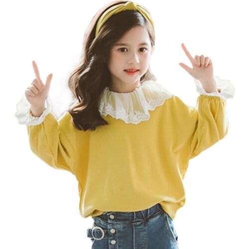 Girls Hoodies Sweatshirts Lace Neck Tops for Boys Clothes Baby Girls Hoodies Fashion Kids Clothing