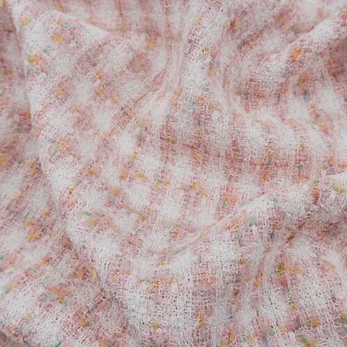 Pink Coloured Thread Plaid Tweed Fabric For Coat Dress Suits Telas Por Metro Tissus Au MÈTre Ткань Для Шитья Sewing By The Yard