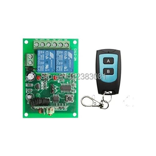 Universal DC12V 2CH 10A Remote Control Switch Relay Output Radio Receiver Module and Waterproof Transmitter Toggle Momentary
