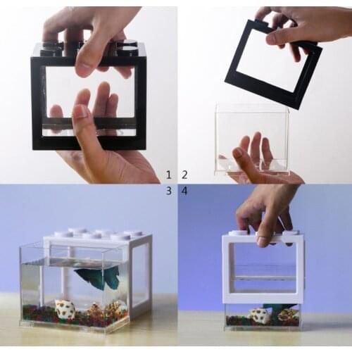 USB Mini Aquarium Fish Tank With LED Lamp Light Betta Fish Fighting Cylinder