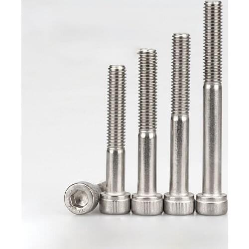 1-5Pcs DIN912 Hexagon Socket Head Cap Screws Partially Threaded 304 Stainless Steel Half Thread Hexagon Screw M4 M5 M6 M8-M12