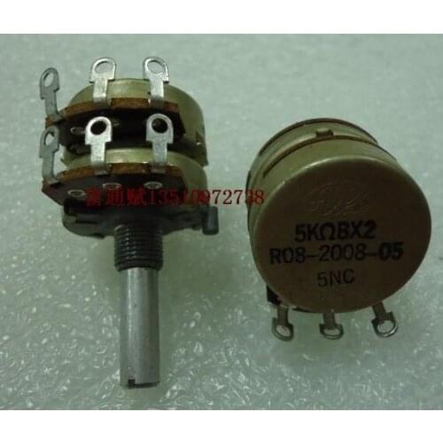 [VK] JAPAN ALPS volume potentiometer 24 type R08-2008 R08-2008-05 double B5K b5kx2 25MM round shaft switch