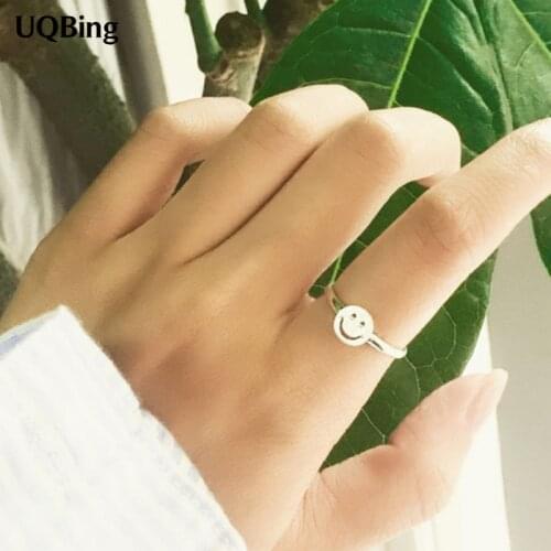 Top Quality Smile Face 925 Sterling Silver Rings For Girl Women Rings Gift Jewelry