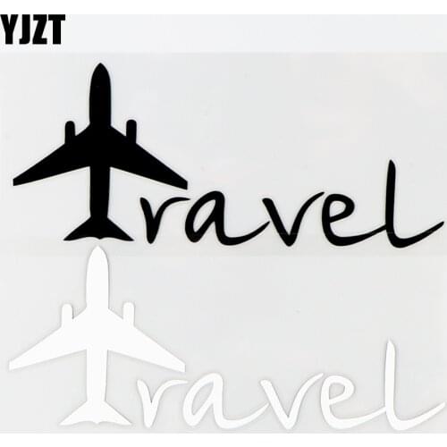 YJZT 15.8×6.4CM Travel Aircraft High Quality Car Stickers Airplane Vinyl Decal Body Decoration Black / Silver 10A-0649