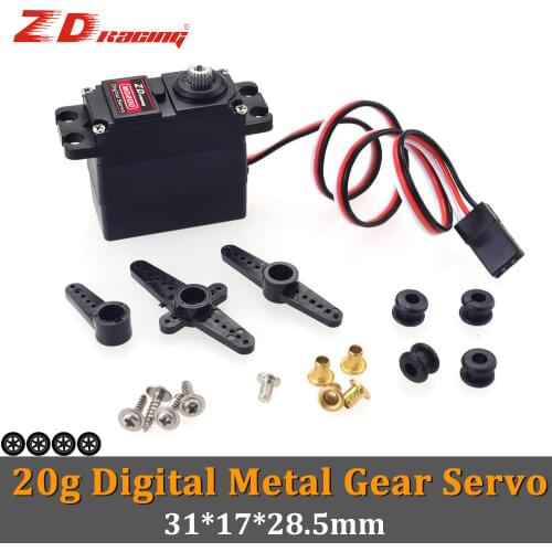 ZD Racing 2pcs 20g Digital Metal Gear Pinion Servo Waterproof for 1/16 1/12 RC Car Buggy Truck Traxxas HSP Drift Scx24 Wltoys