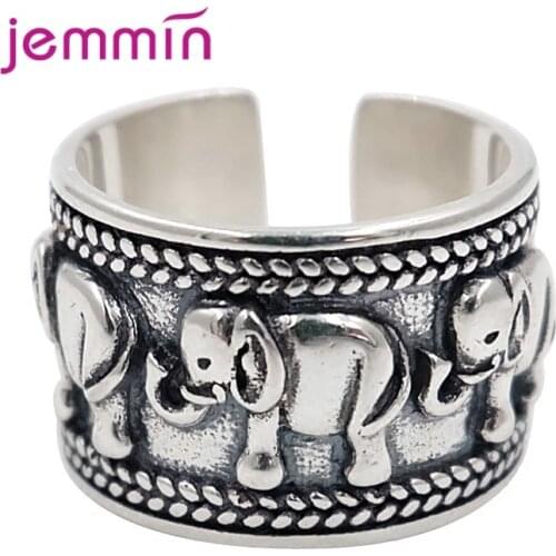 Punk Style Exaggerated Women Gothic 925 Sterling Silver Elephant Retro Rings Birthday Gift Jewelry Anillos Mujer