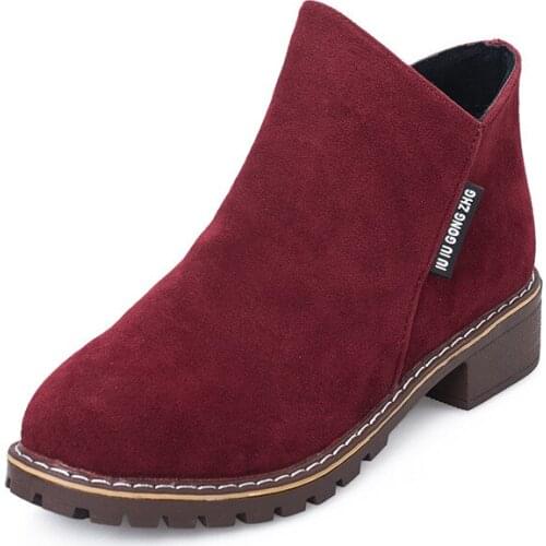 Women short Boots Autumn Winter Boots Classic Zipper Snow Ankle Boots Winter Suede Warm Fur Plush Women Shoes big size 35-42