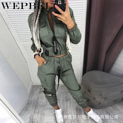 WEPBEL Women Tracksuits Casual Two Piece Set 2020 Autumn Long Sleeve Zipper Tops and Long Pants Suit Ladies Overalls with Pocket