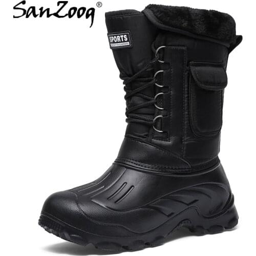 Winter Men High Plush Fur Snow Boots Footwear Lace-up Waterproof Snowboots Botas De Nieve