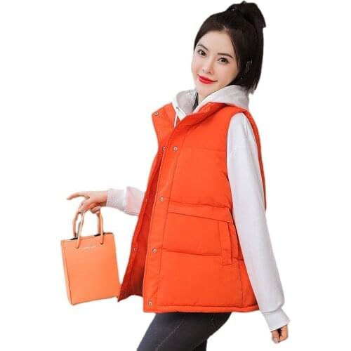 Winter Vests Women Jacket 2021 New Fashion Cotton Vest Coats Female Sleeveless Jacket Coat Cotton Padded Parka Waistcoat
